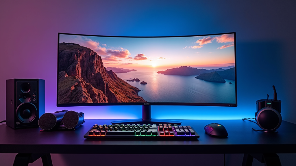 Samsung Odyssey Ultra Wide G9 monitor on a desk